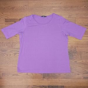 Womens Eileen Fisher Purple Rayon Lycra Blend Blouse Shirt Top Made in USA